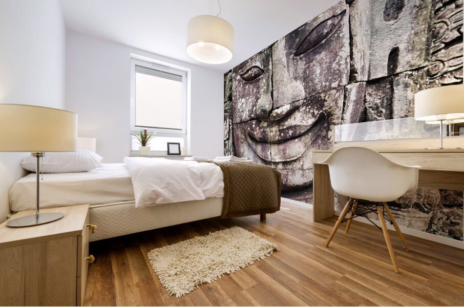 Bas relief at Angkor Thom Temple. Bayon. Siem Reap. Cambodia Mural print