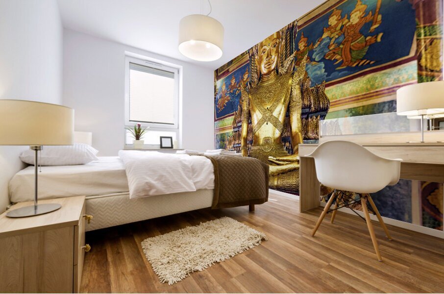 The golden interiors of the Wat Phnom Temple in Phnom Penh Cambodia Mural print