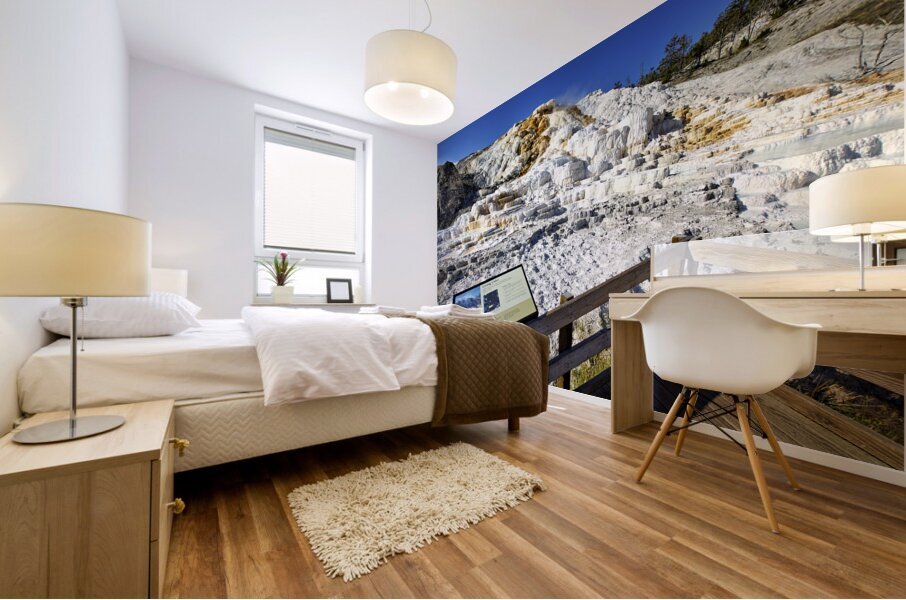 Palette Springs. Devils thumb at the Mammoth Hot Springs. Yellowstone National Park. Wyoming. USA. Mural print