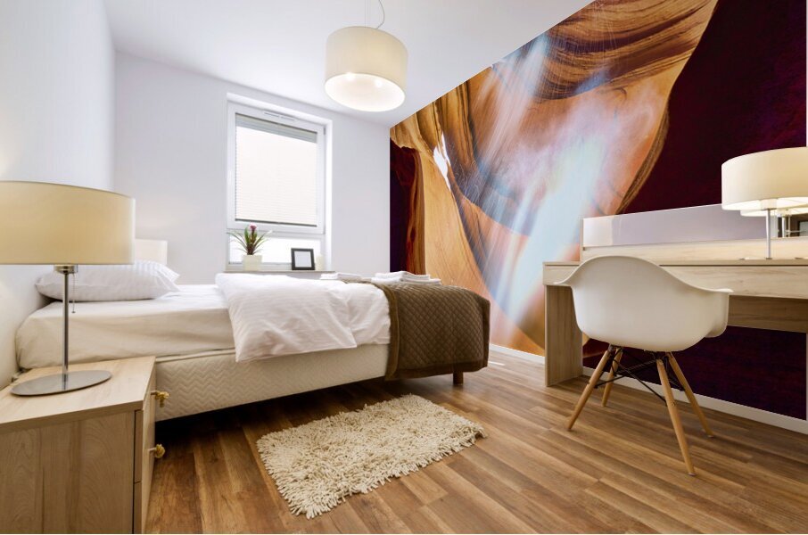 A beam of light in the Antelope Slot Canyon Navajo Tribal Park Arizona USA Mural print