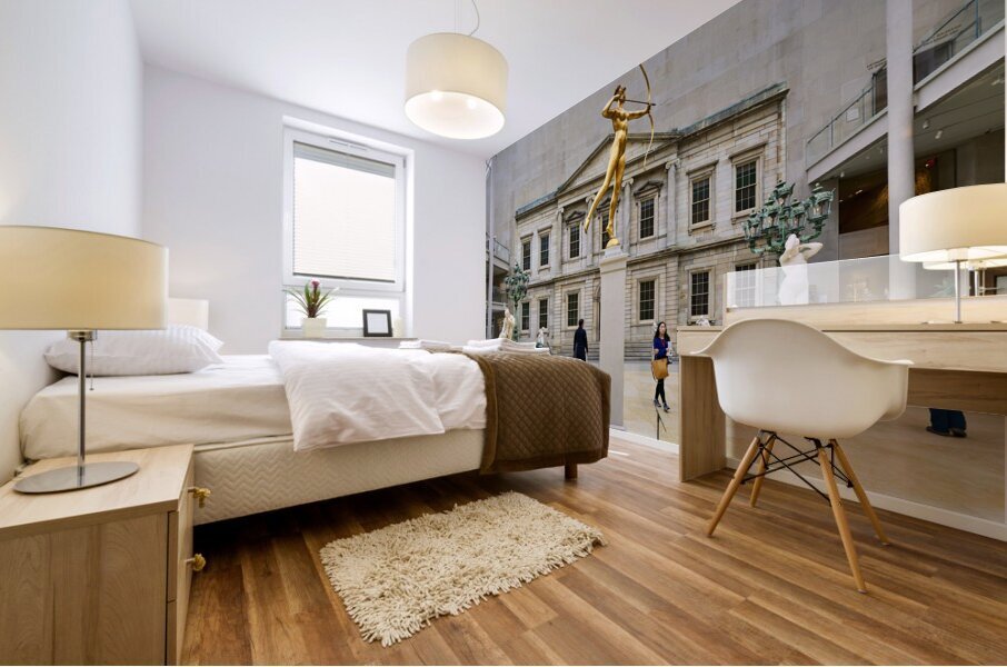 New York. Manhattan. United States. The Metropolitan Museum of Art. Engelhard Court in the American Wing. Diana sculpture Mural print