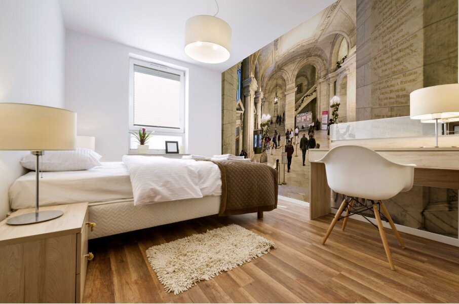 New York. Manhattan. United States. The entrance hall of the Public Library Mural print