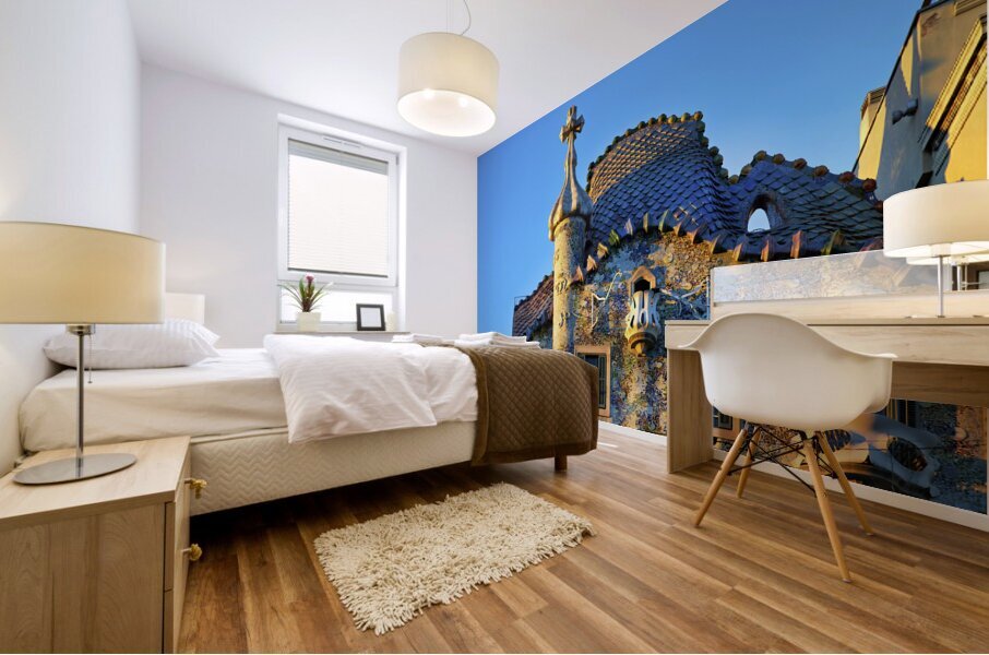 Barcelona. Catalonia. Spain. Casa Batllo is a renowned building located in the center of Barcelona and is one of Antoni Gaudi´s masterpieces Mural print