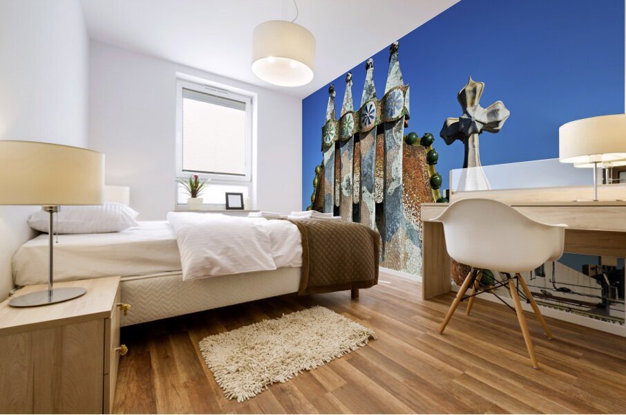 Barcelona. Catalonia. Spain. Casa Batllo is a renowned building located in the center of Barcelona and is one of Antoni Gaudi´s masterpieces Mural print