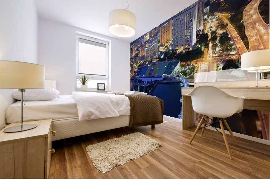 Singapore. Marina Bay at sunset Mural print