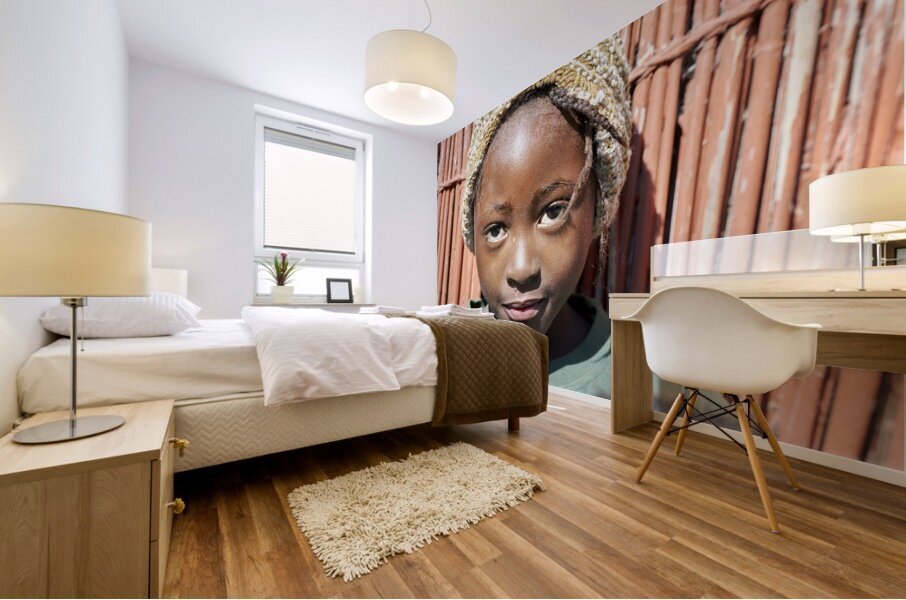 Namibia. Portrait of a joyful child in Kavango Region Mural print