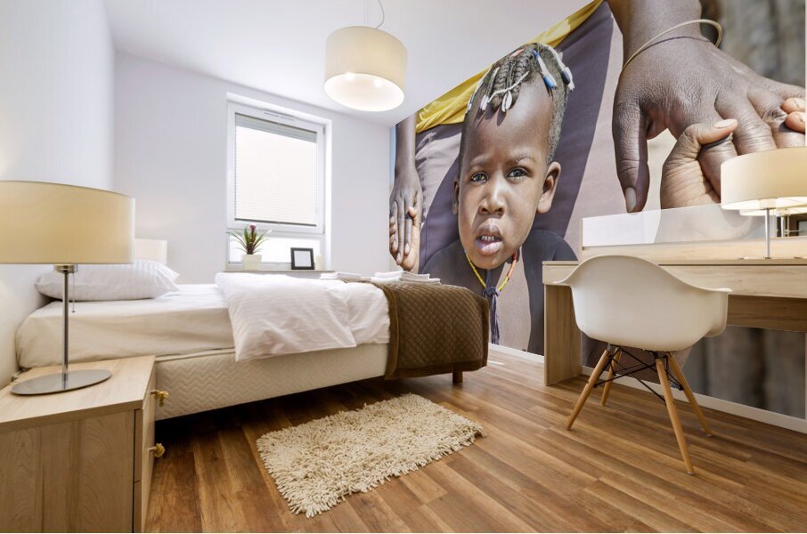 Namibia. Portrait of a child of Zemba Bantu ethnic group in Kunene Region Mural print