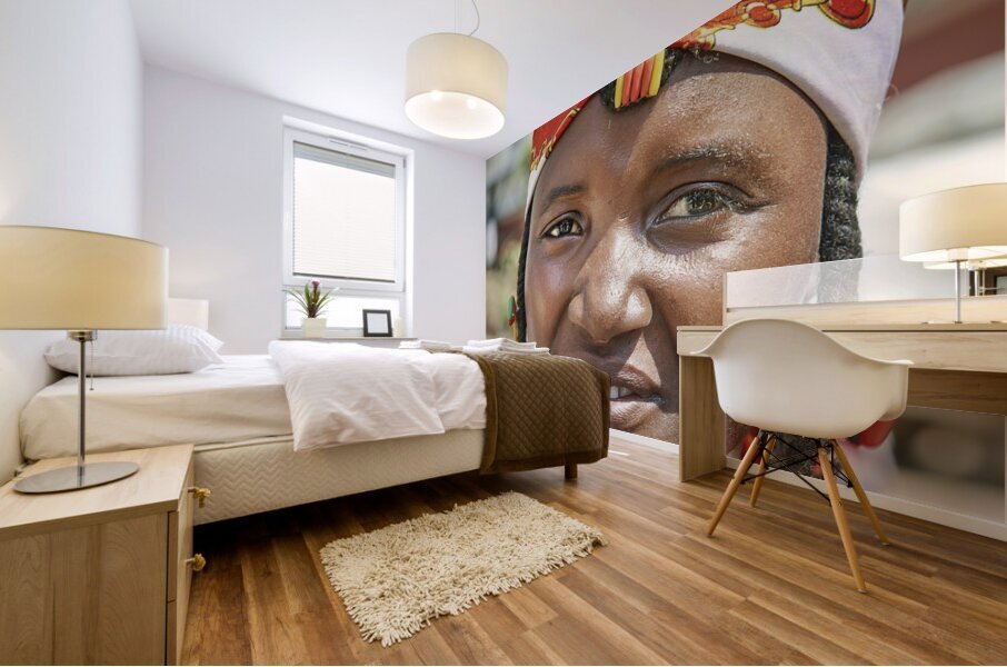 Namibia. Portrait of a woman of Zemba Bantu ethnic group in Kunene Region Mural print