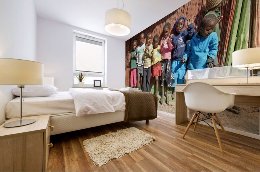 Namibia. A group of children in school in Rundu Kavango Region Mural print