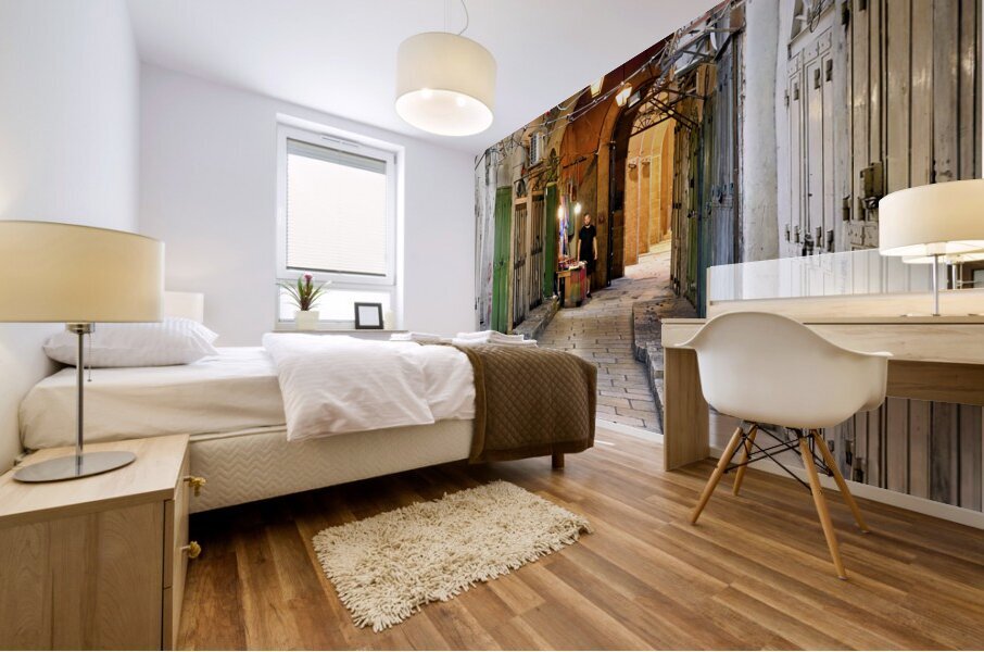 Jerusalem Israel. A cobbled street in the old city Mural print