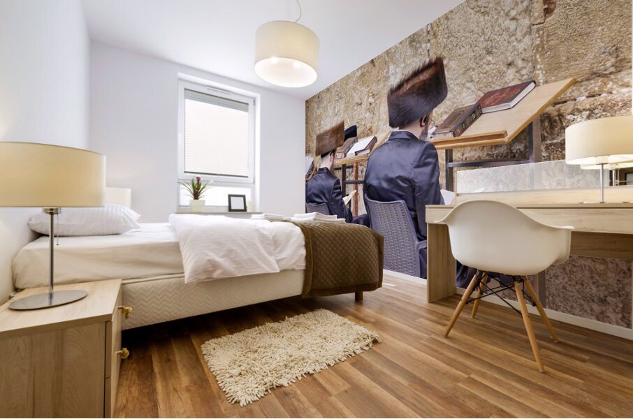 Jerusalem Israel. Orthodox jews praying at the wailing wall Mural print