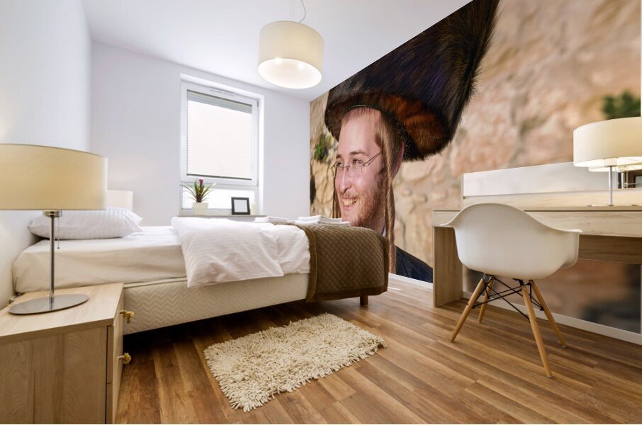 Jerusalem Israel. Orthodox jews praying at the wailing wall Mural print