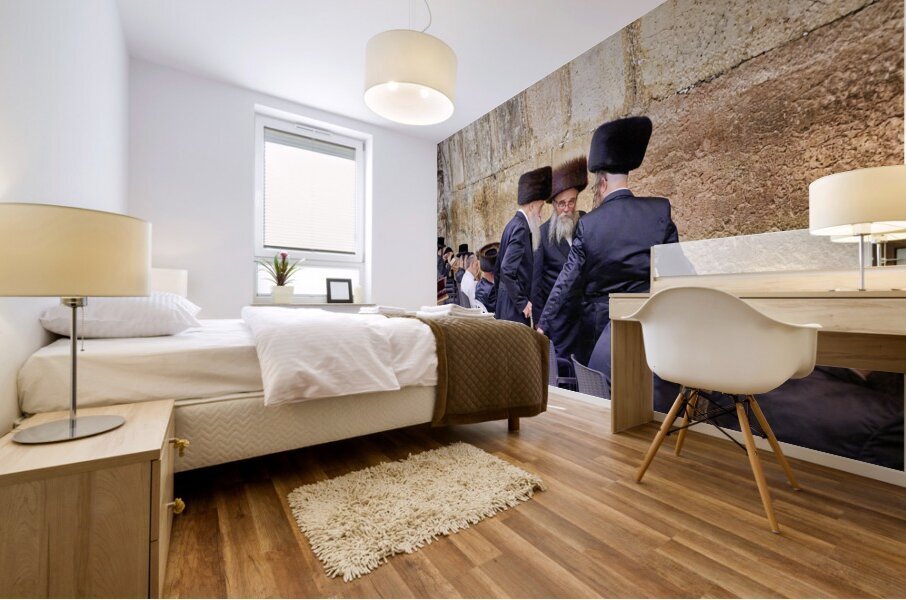 Jerusalem Israel. Orthodox jews praying at the wailing wall Mural print