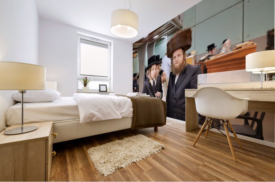 Jerusalem Israel. Orthodox jews praying at the wailing wall Mural print