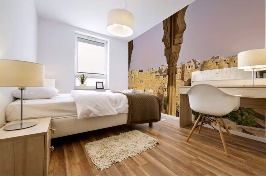 India Rajasthan jaisalmer. The walls at sunset Mural print