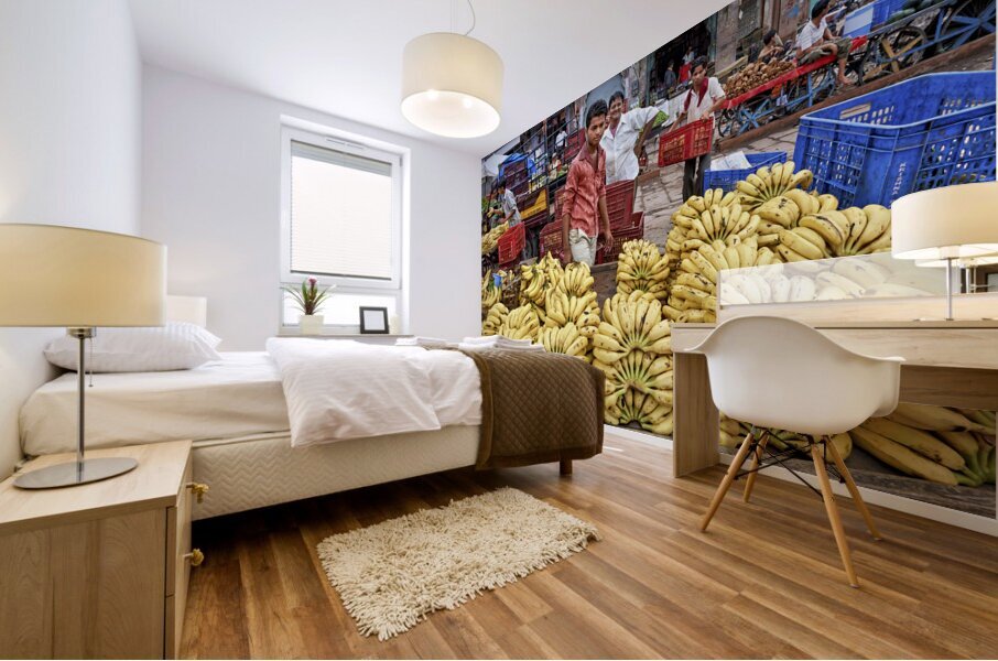 India Rajasthan Jodhpur. Sardar Market Girdikot. Fruit and vegetables Mural print