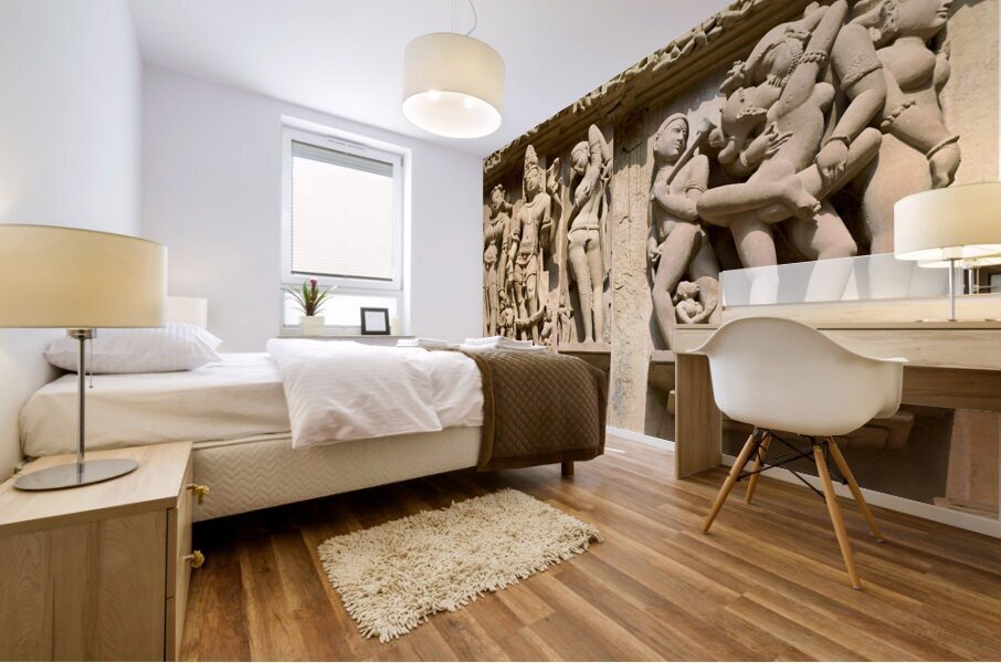 India Madhya Pradesh Khajuraho. The hindu erotic temples Mural print