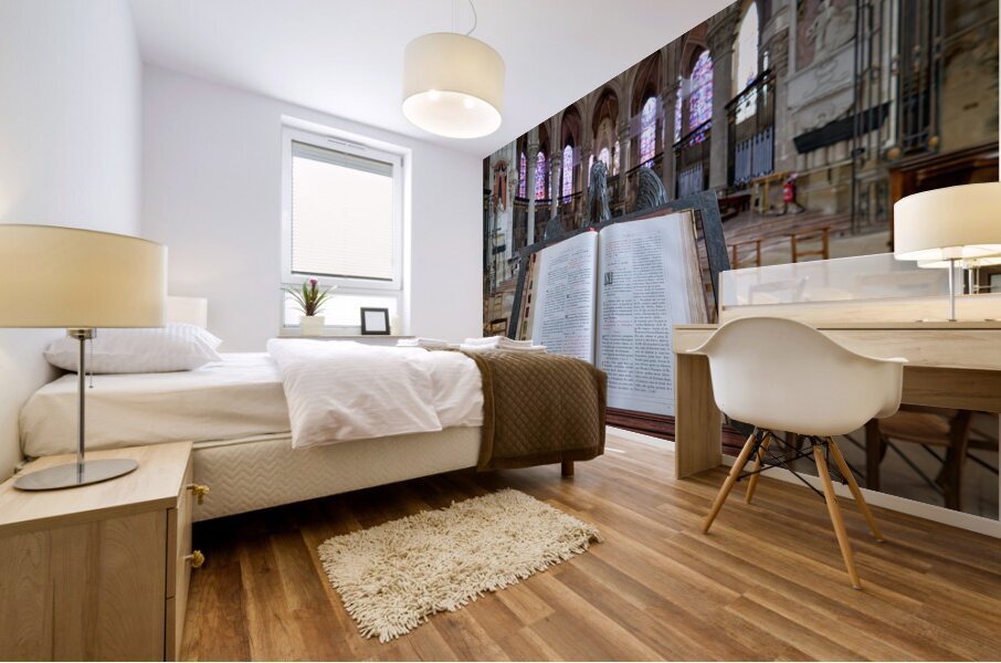 Auxerre Cathedral Saint Etienne. Burgundy France. The Holy Bible at the Altar Mural print