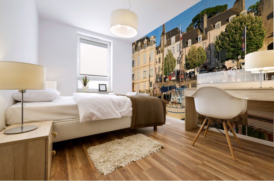 Vannes Brittany France. Boats moored at the port Mural print