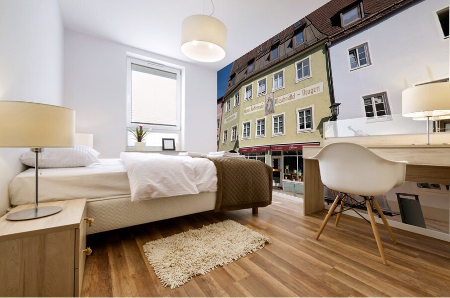 Germany Bavaria Romantic Road. The historical buildings of Fussen. Mural print