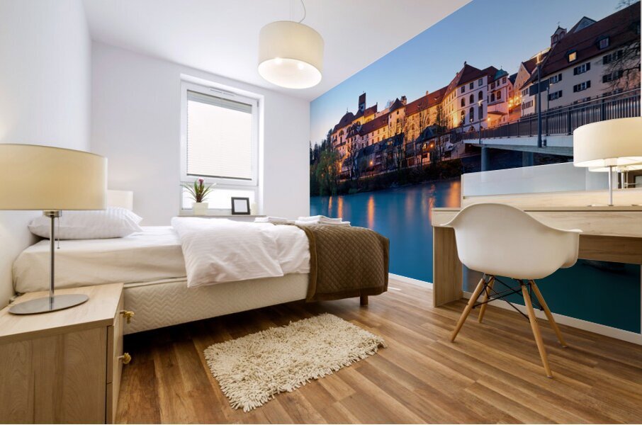 Germany Bavaria Romantic Road. Fussen. St. Mang Abbey  and museum on river Lech Mural print