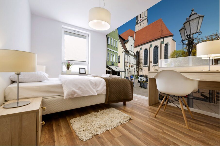 Germany Bavaria Romantic Road. Schongau. Mariae Himmelfahrt church Mural print