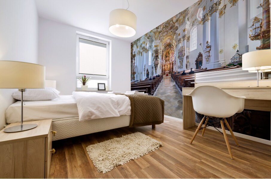 Germany Bavaria Romantic Road. The Pilgrimage Church of Wies Wieskirche Mural print