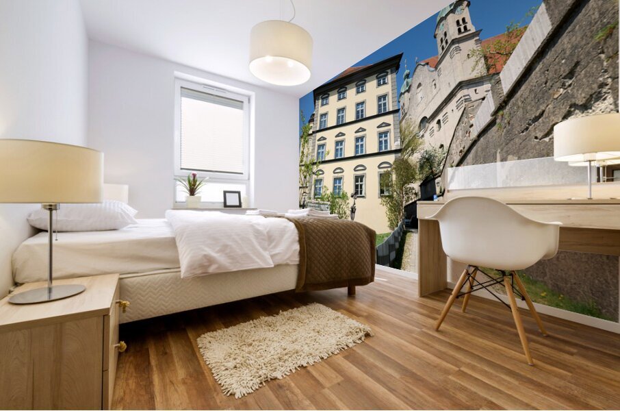 Germany Bavaria Romantic Road. Landsberg am Lech. Heilig Kreuz church Mural print