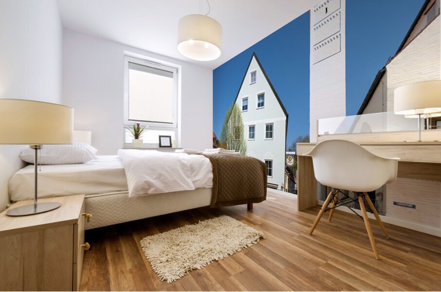 Germany Bavaria Romantic Road. Landsberg am Lech. Church of the Assumption of Mary Maria Himmelfahrt Mural print