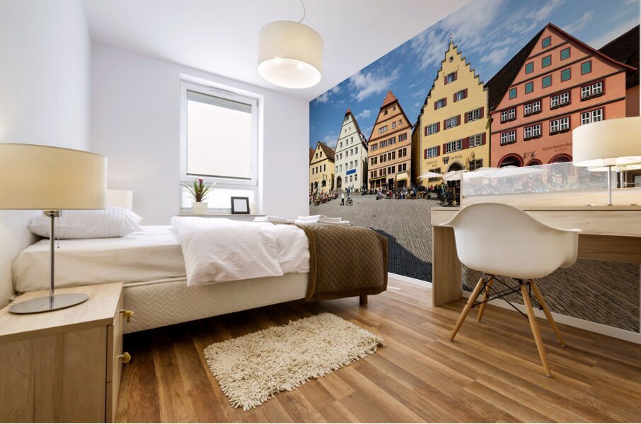 Germany Bavaria Romantic Road. Rothenburg ob der Tauber. Market Square. marktplatz Mural print