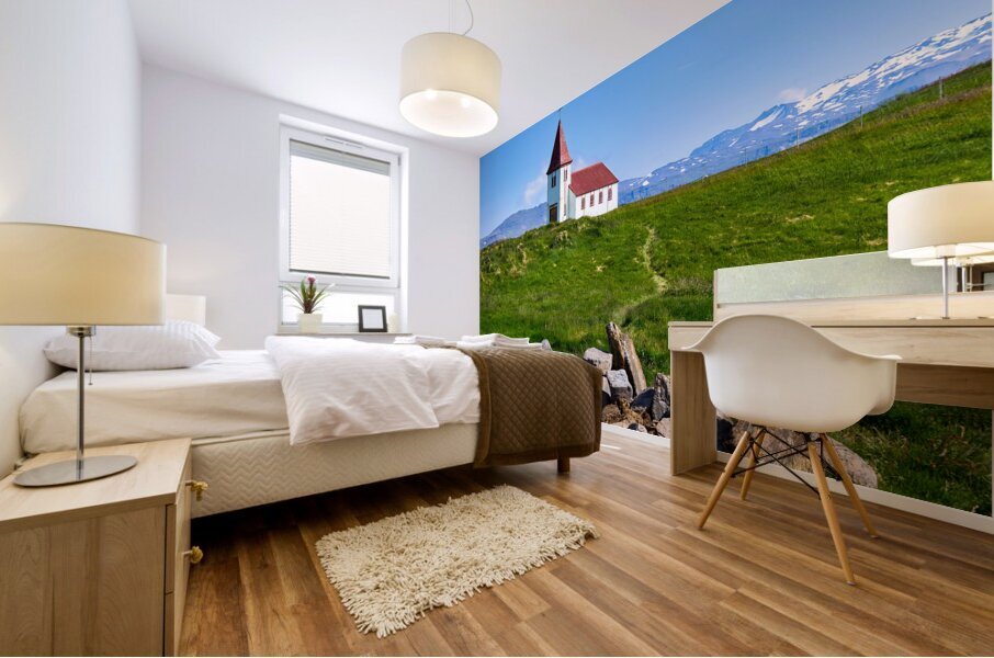 Hellnar church. Snaefellsnes peninsula. Iceland Mural print