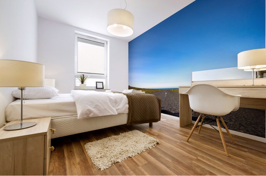 Travelling in absolute freedom in a deserted road. Snaefellsnes peninsula. Iceland Mural print