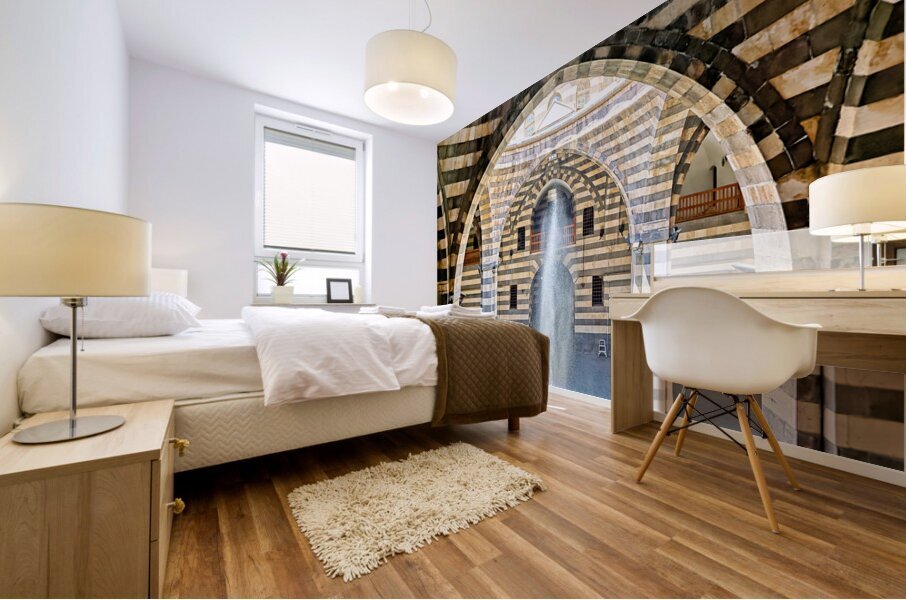 Syria. Khan Asad Pasha is the largest Caravanserai in the Old City of Damascus Mural print