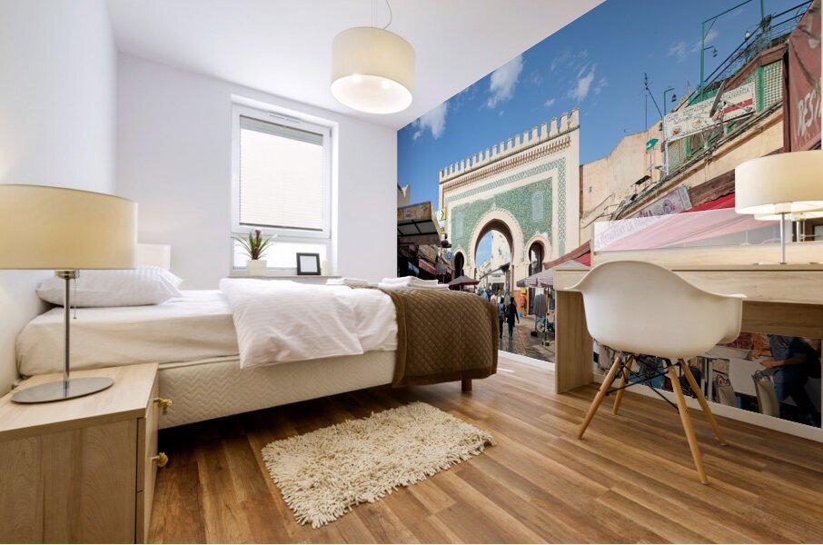 Morocco Fez. Bab Bou Jeloud the blue gate to Medina Mural print