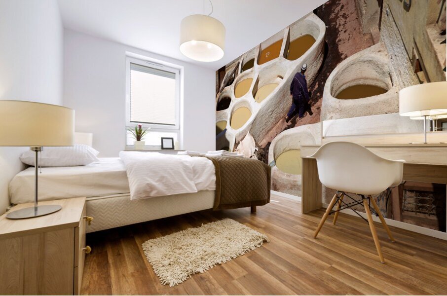 Morocco Fez. Tannery Sidi Moussa in the Medina Mural print