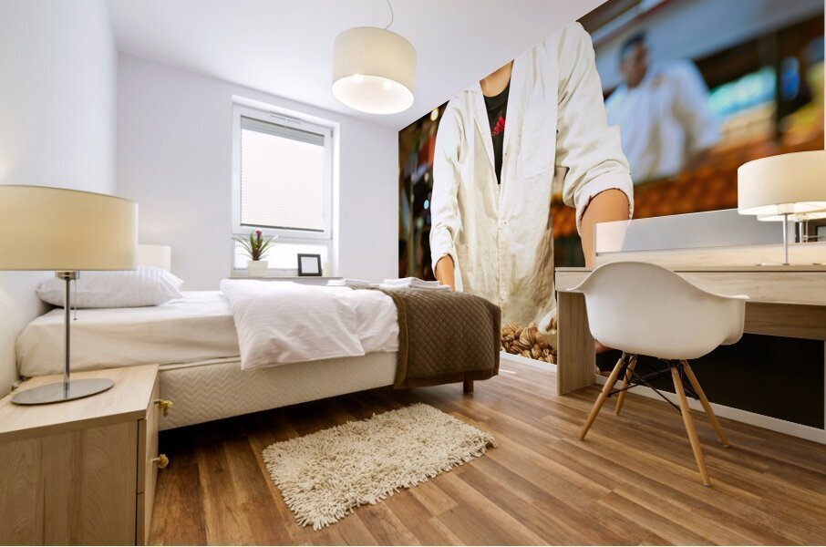 Morocco Marrakesh. Snails for dinner in the street Restaurants in Djema el Fna square Mural print