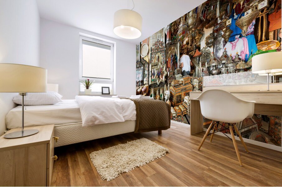 Morocco Marrakesh. Souvenir shop in the old town Mural print