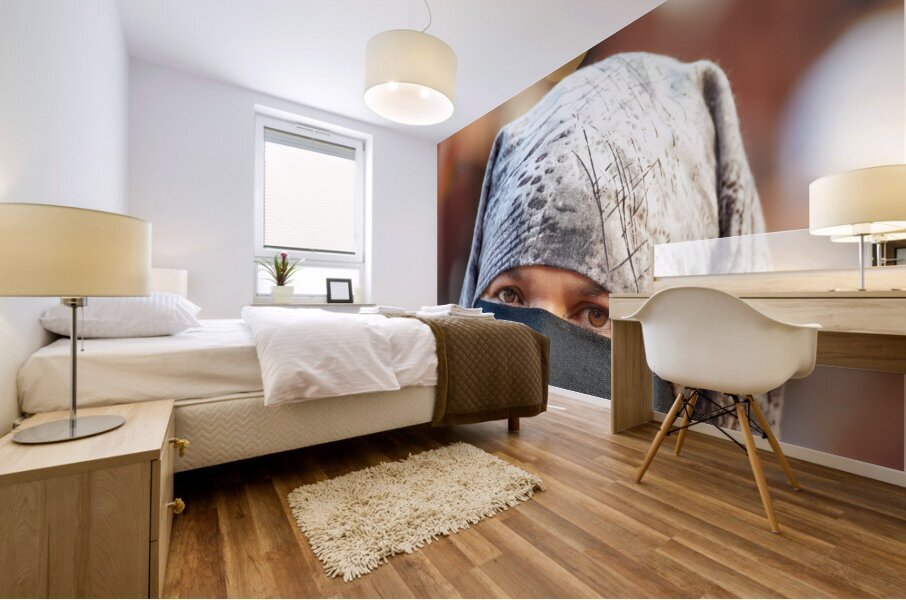 Morocco Marrakesh. Portrait of a veiled moroccan woman Mural print