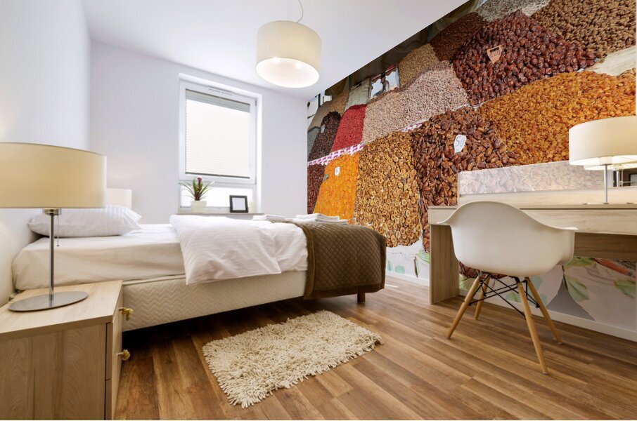 Morocco Marrakesh. Sale of dried fruit Mural print