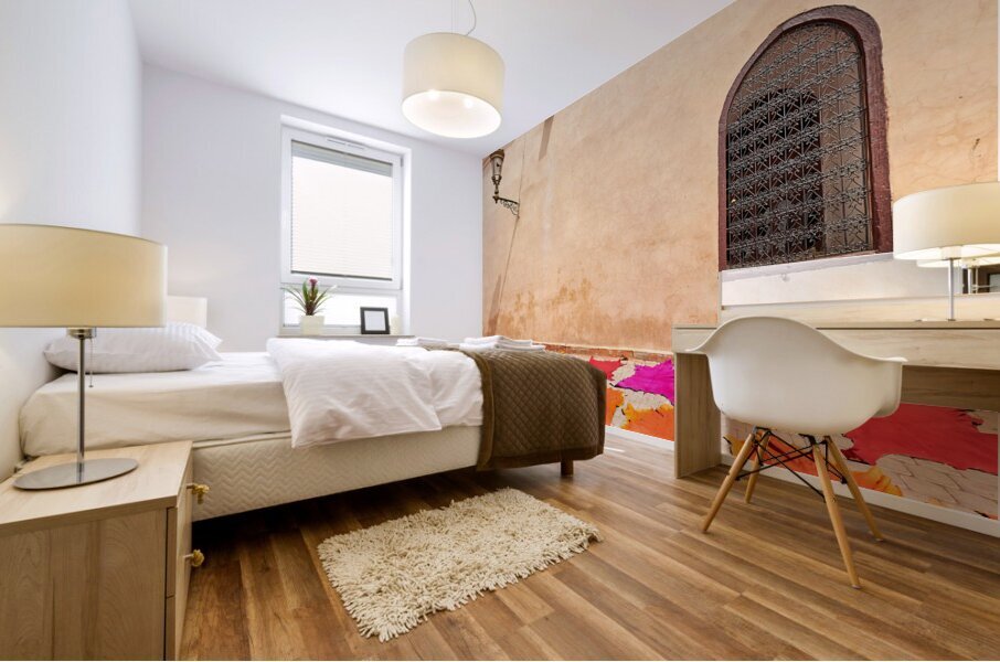 Morocco Marrakesh. Dyed leather drying in the sun Mural print