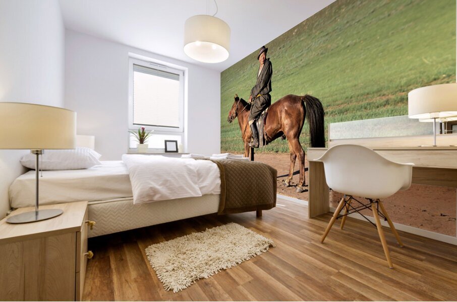 Mongolia. A sheperd riding his horse. Mural print