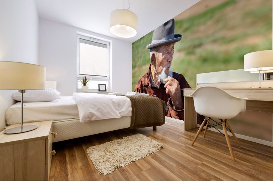 Mongolia. Portrait of an old man Mural print