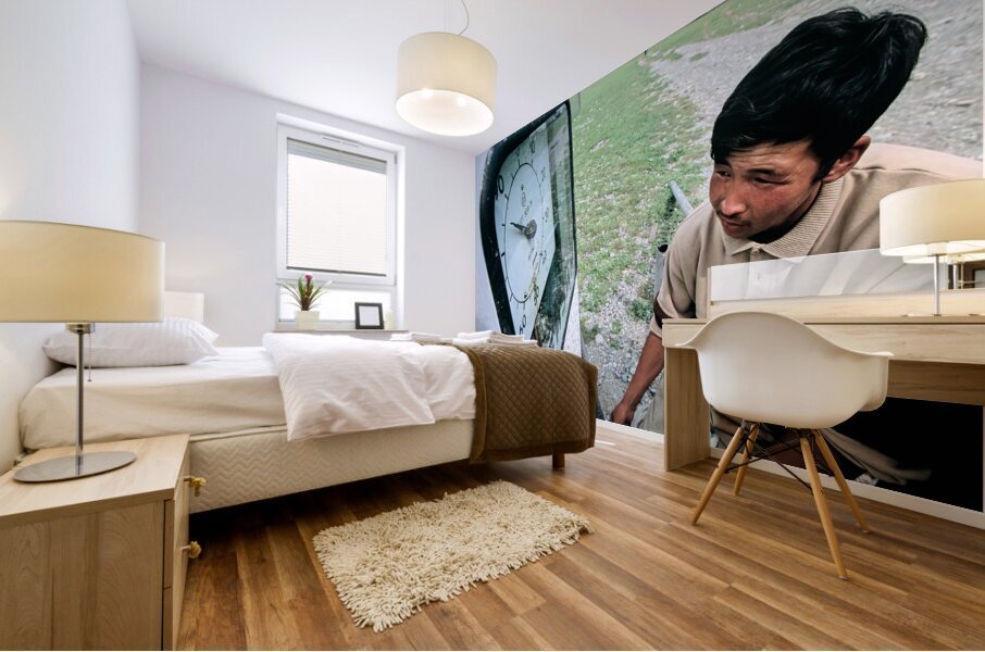 Mongolia. An old-fashioned vintage Petrol Station Mural print