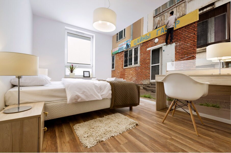 Mongolia. Street life in Ulaanbaatar Mural print