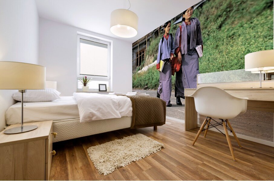 BHUTAN. Punakha Valley Mural print