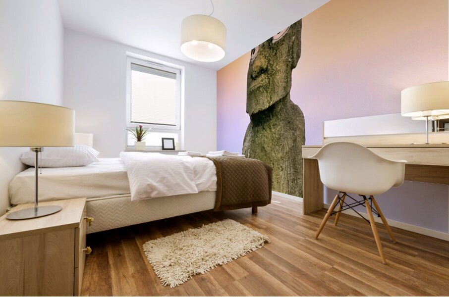 Moai statues at Easter Island Chile. Mural print