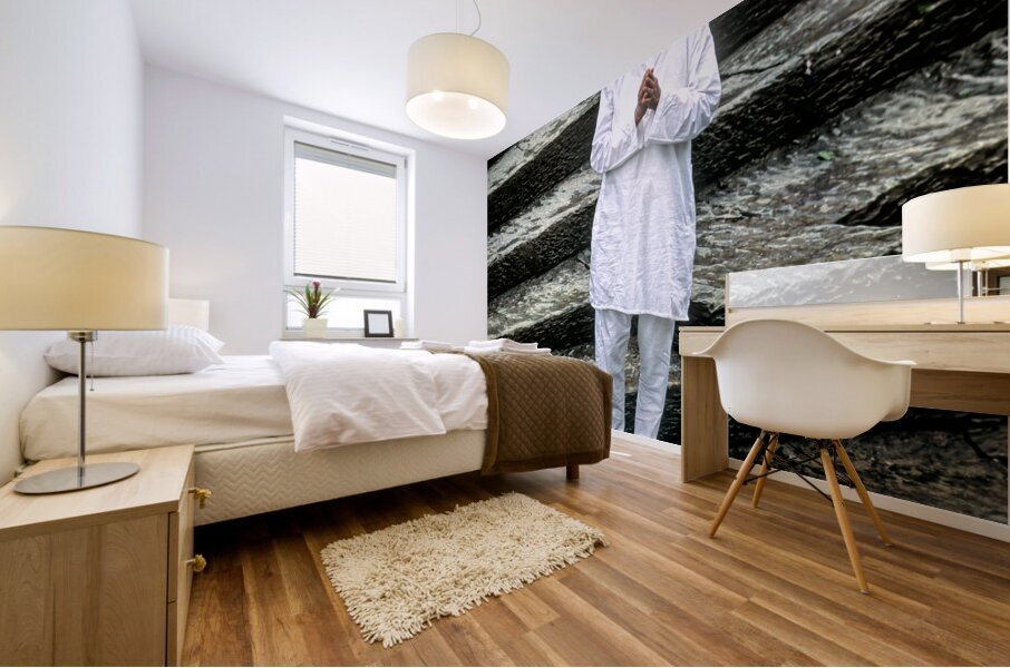 Nepal. Kathmandu. A pilgrim in Pashupatinath Mural print