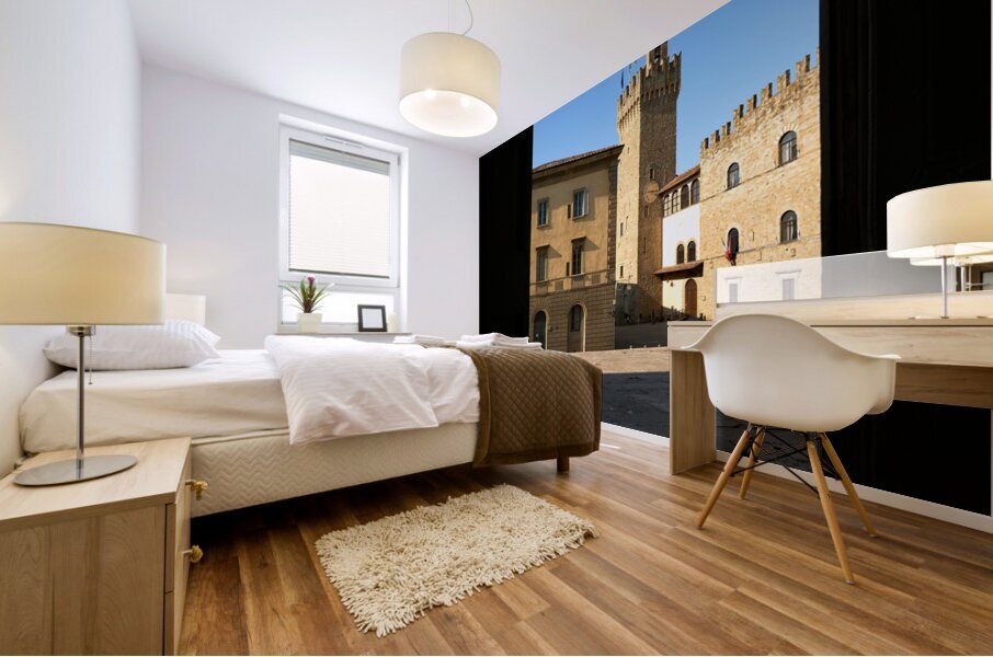 Arezzo Tuscany Italy. Framed view of Palazzo dei Priori Communal Palace Mural print