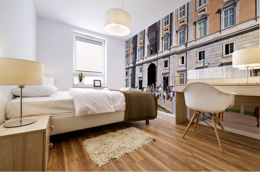 Caserta Campania Italy. The Royal Palace. Visitors approaching the entrance Mural print