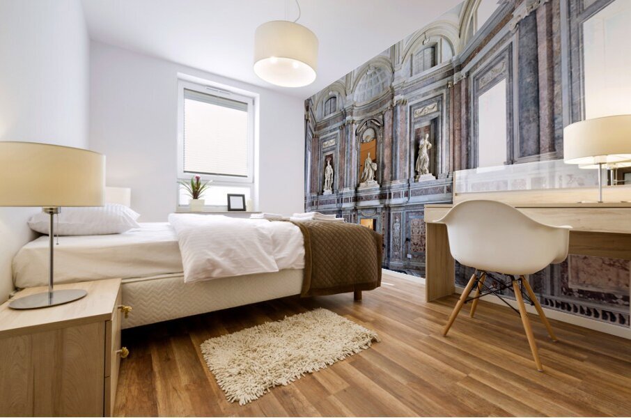 Caserta Campania Italy. The scalone staircase of honour by Luigi Vanvitelli at the Royal Palace Mural print